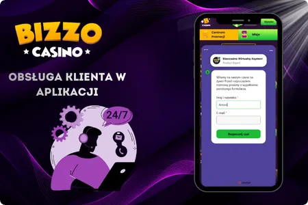 Obsługa klienta w aplikacji bizz casino
